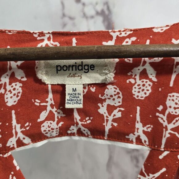 Porridge Jumpsuit Womens Medium Orange White Floral Wide Leg V Neck Pocket - Picture 3 of 11